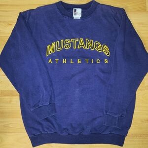 Vintage Mustangs Athletics Medium Navy Blue Unisex Crewneck Made In Canada